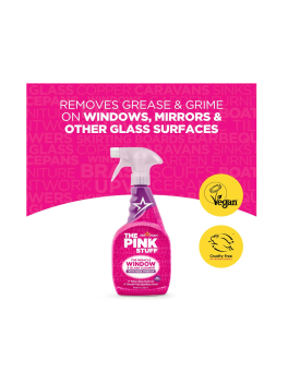 Limpiacristales The Pink Stuff enrequicido con vinagre de rosas , Potente Limpiador de ventanas y vidrios (750 ml)