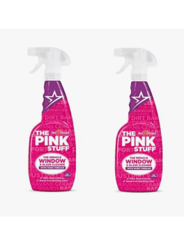 2 Limpiacristales The Pink Stuff enriquecido con vinagre de rosas, potente limpiador de ventanas y vidrios (2x750 ml)