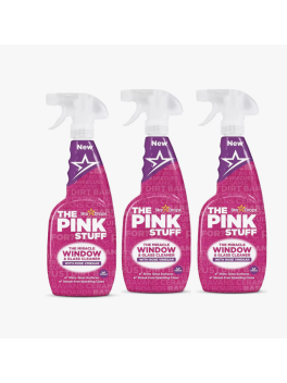 3 unidades Limpiacristales The Pink Stuff enriquecido con vinagre de rosas, potente limpiador de ventanas y vidrios (3x750 ml)