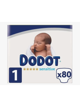 80 Unidades Dodot Pañales Sensitive Recién Nacido Talla 1 Pañales Desechables para Bebés de 2 a 5 kg
