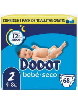 204 unidades Dodot Bebé Seco Pack Ahorro, Tallas 2 (4-8 kg)