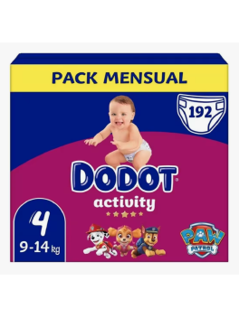 192 unidades Dodot Activity Pack Ahorro Talla 4, pañales desechables para bebé 9-14 kg,