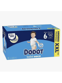 128 unidades-Pañales Dodot Bebé Seco Talla 6