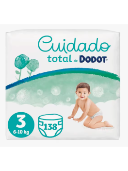 138 unidades de Pañales Dodot Bebé Cuidado Total Talla 3 (6-10 kg) - Protección suave para la piel con ingredientes naturales