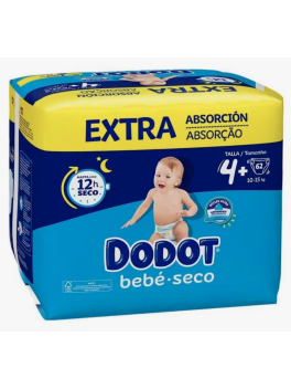 186 unidades Dodot Bebé Seco Talla 4 Plus Pañales anti-fugas Ultra Seco 12h de absorción Pack Ahorro 3x62 10-15 kg