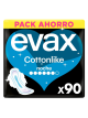 Evax Cottonlike Noche Extra, 90 Compresas con Alas, Hasta 100% Noches Limpias, Más ancha y más larga pero igual de fina