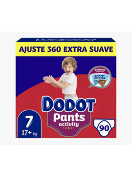 90 pañales  Dodot Pants Activity Talla 7 pañal braguita 17kg+ con barrera STOP fugas