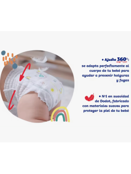 90 pañales  Dodot Pants Activity Talla 7 pañal braguita 17kg+ con barrera STOP fugas